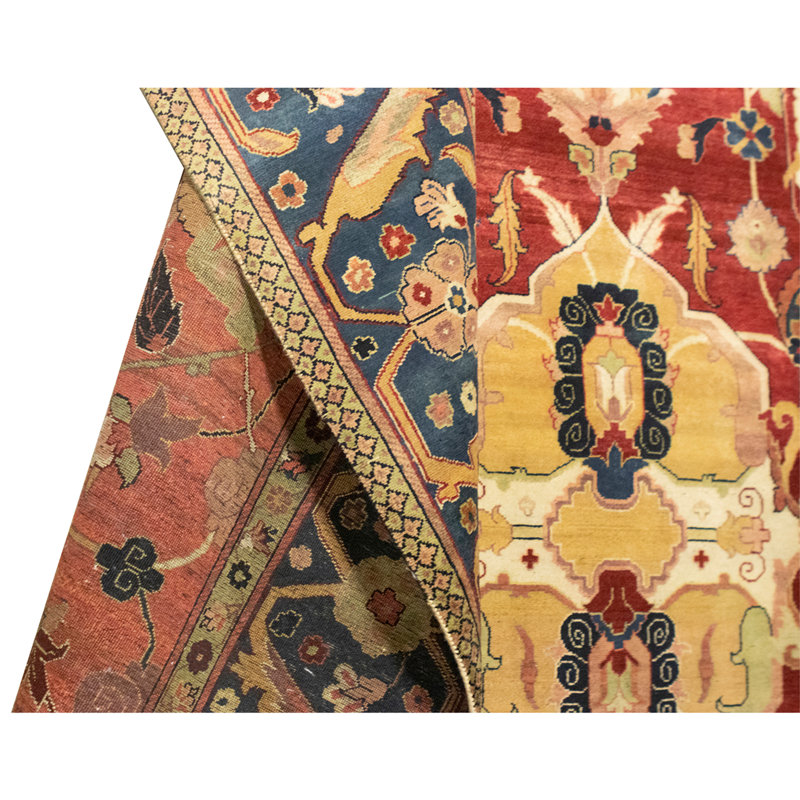 High-Quality Hand-Knotted Red And Blue Area Rug