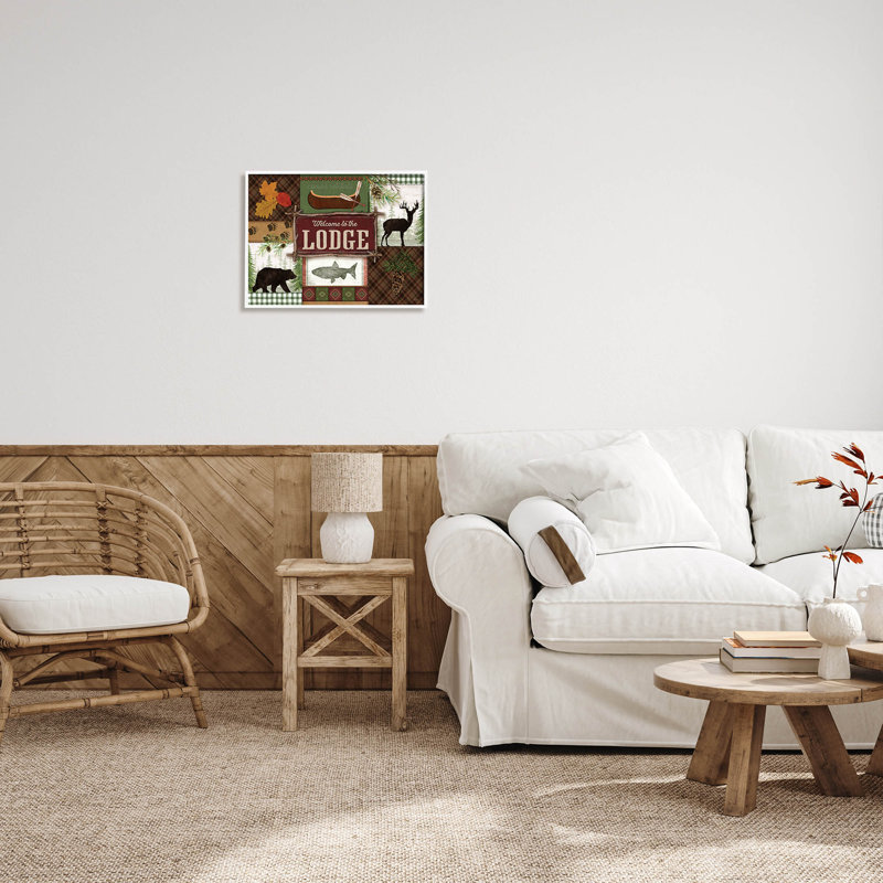«Welcome Lodge Plaid Wildlife», estampe numérique par Mollie B., H 16 po x l 20 po x P 1,5 po