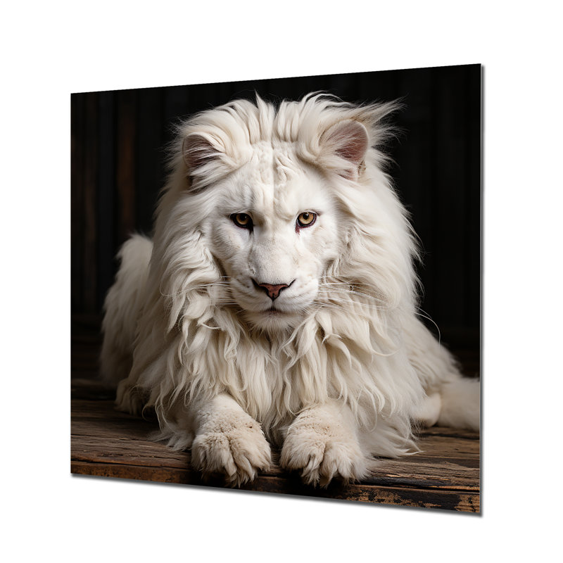Ivoire très élégant portrait de lion - décoration murale animal lion, H 36 po x l 36 po