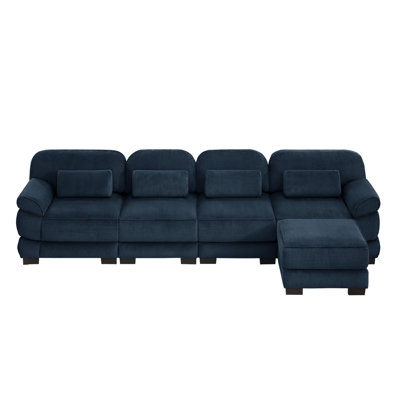 Canapé modulaire en forme de L de 132 po, canapé de nuage avec repose-pieds et coussins amovibles