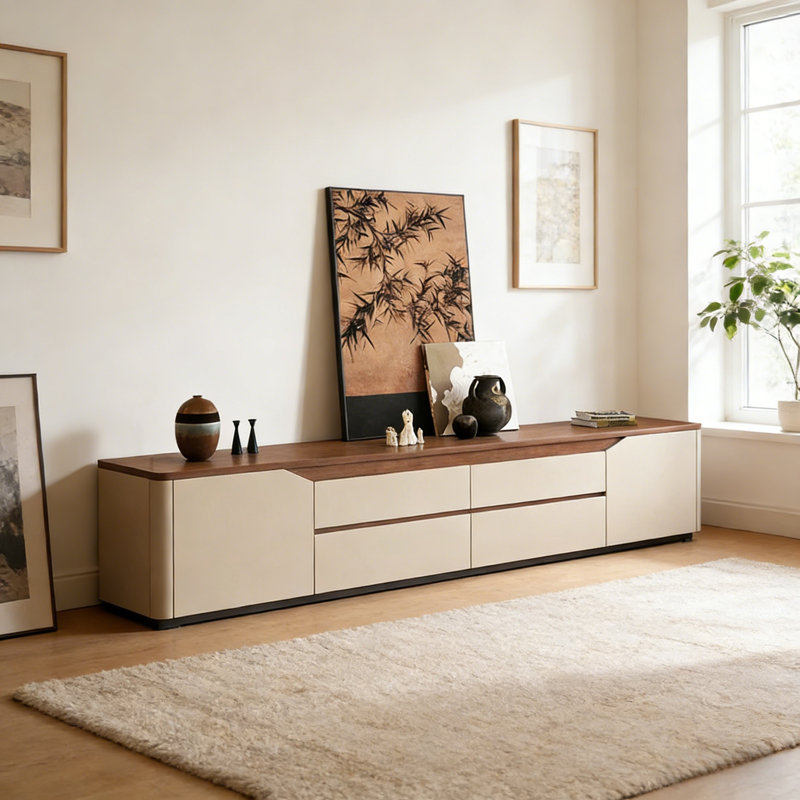 Meuble télé simple et léger, Kaki/Brun noisette
