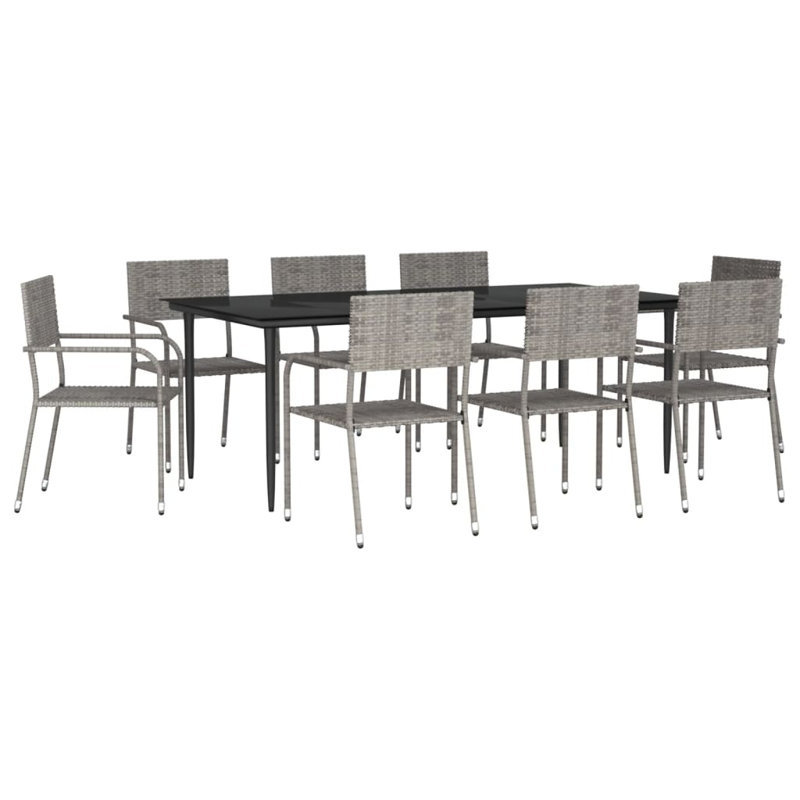Ensemble repas d'extérieur Zalena, 8, Gris, 78,7 po x 39,4 po x 29,1 po