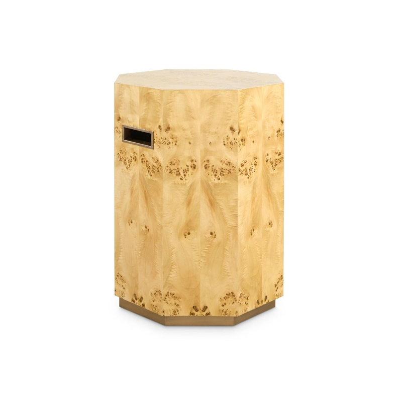 Solid Wood End Table, Burl, Gold
