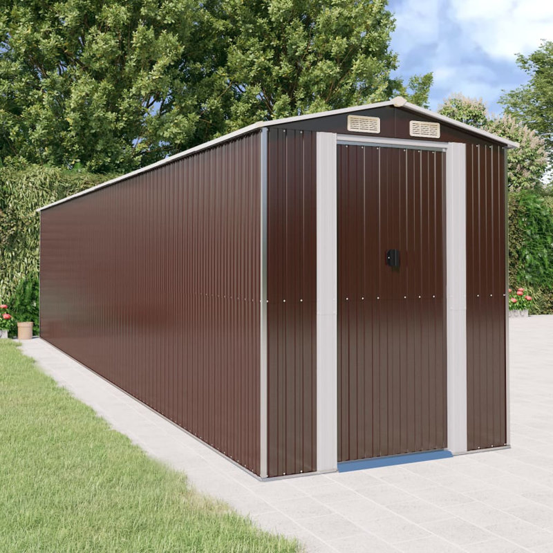 Remise de rangement en acier l 6,3 pi x P 28,05 pi, Brun foncé