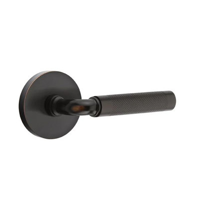 Mortaise intérieure Emtek Select avec rosette à disque et tige R-Bar, levier moleté