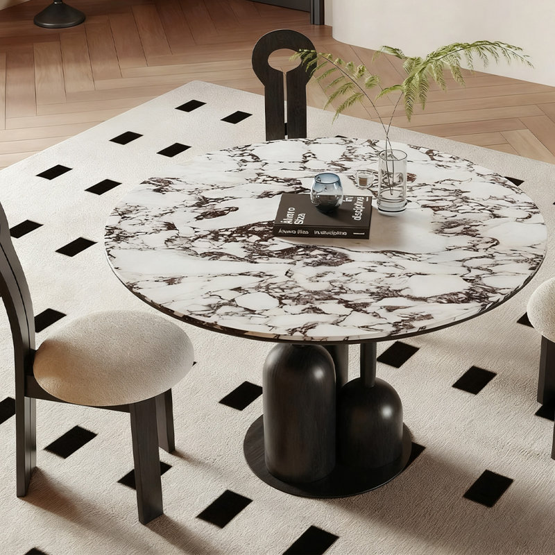 Table de salle à manger noire en pierre frittée, H 29,53 po x L 39,37 po x l 39,37 po