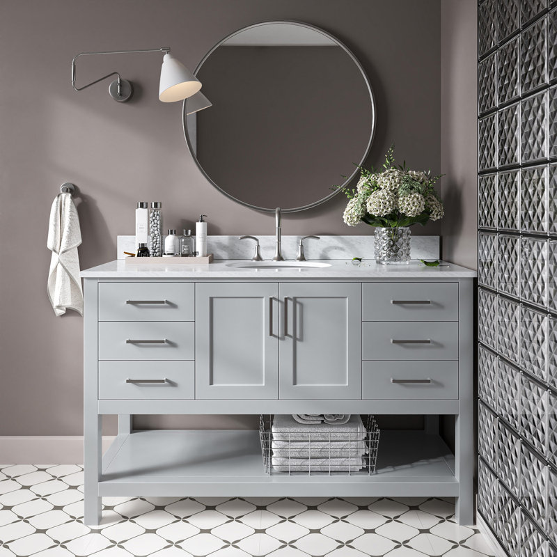 Magnolia Bath Vanity Rectangular Basin S061SCW2R, Gray, Oval, 55"