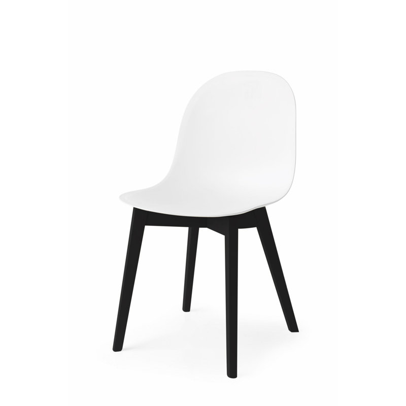 Academy Side Chair with Wooden Frame, Matte Optic White, Graphite