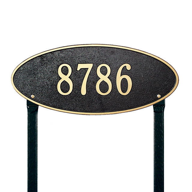 Madison 1-Line Lawn Address Sign, Black and Gold, Yes