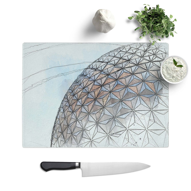 Tempered Glass Architecture Sketch Vol.13 Chopping Board, 28.5 cm W x 20 cm L