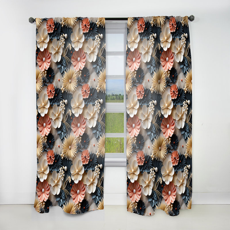 Sable et coquillages motif tropical - rideau en velours tropical - obscurcissant - 1 panneau, L 52 po x L 95 po