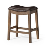 Maven Lane Adrien Backless Saddle Stool with Vegan Leather Upholstery