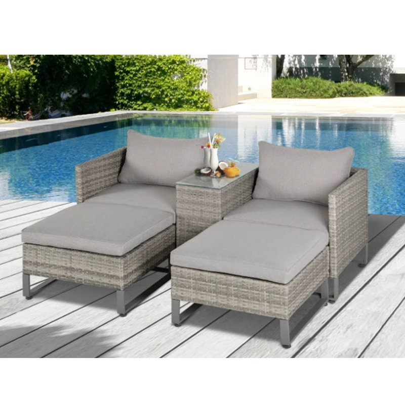 Alicha 69 cm W Wicker Patio Corner Sofa Set with Cushions