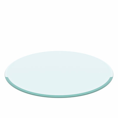 Plateau de table en verre trempé rond 24 po, verre transparent, bord biseauté et épais de 2/5 po