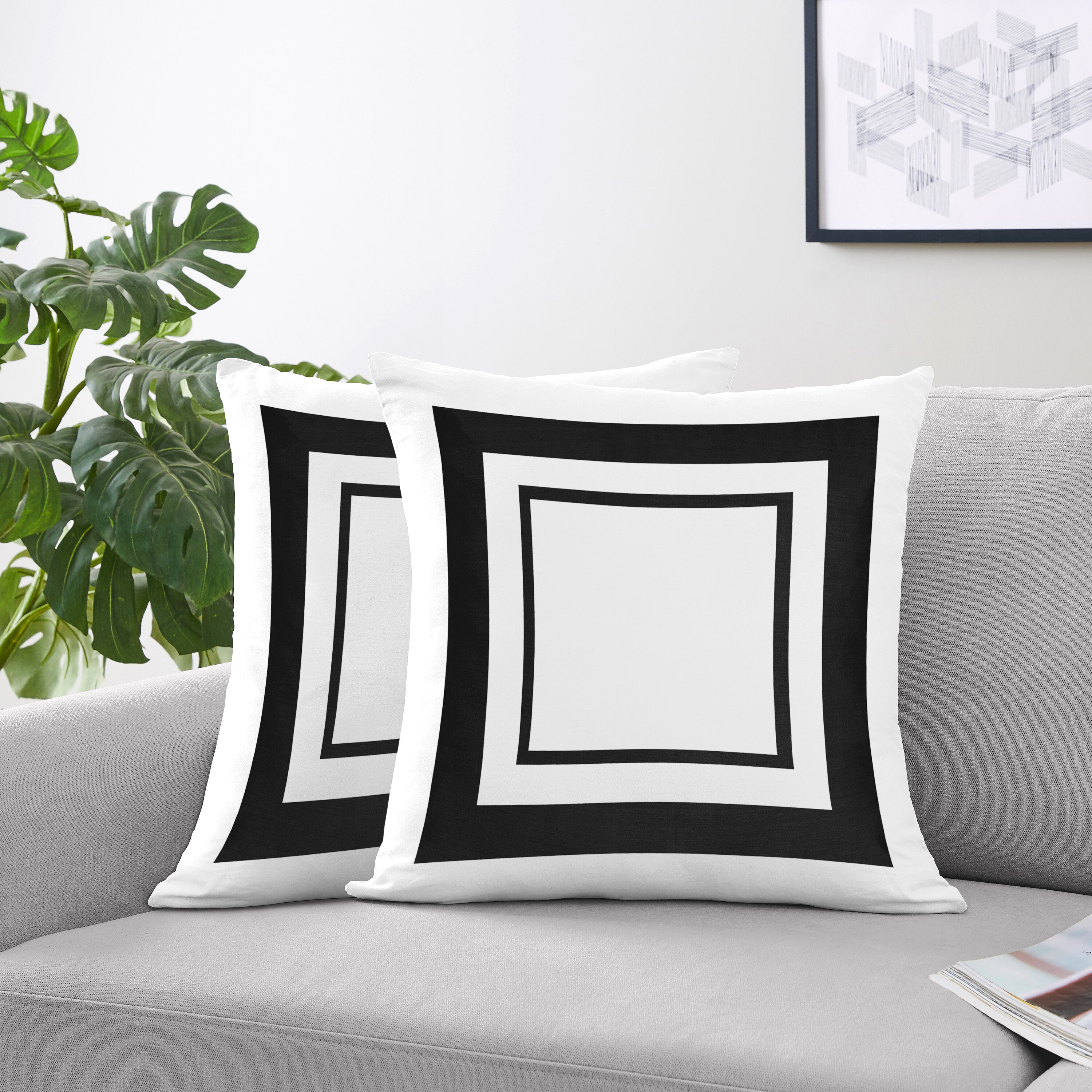 Sweet Jojo Designs Hotel White and Black Collection Decorative Accent Throw Pillows | Set of 2