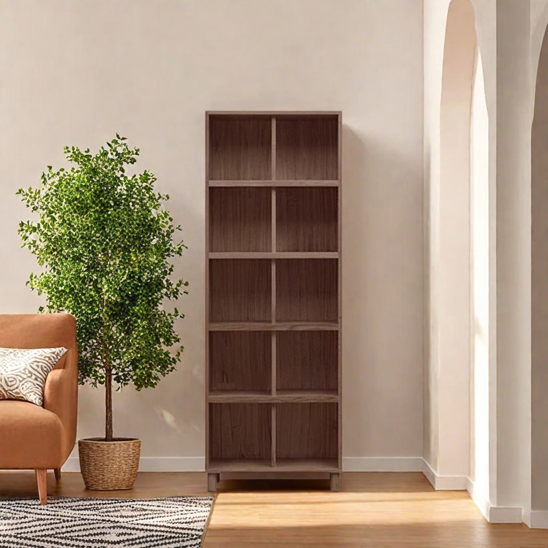 Schneider, (5 Shelves) 75.1"H x 27.2"W x 12.5"D, Dark Brown