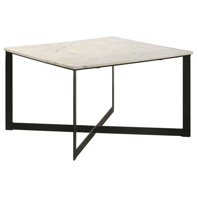 Volz White And Black Square Marble Top Coffee Table(Only Including Coffee Table)
