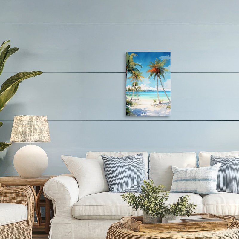 Toile Palm Paradise Beachfront, design par LSR Design Studio, H 24 po x l 16 po