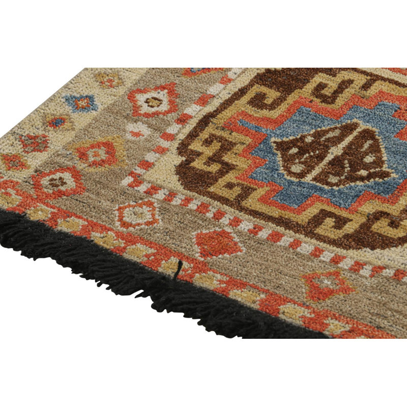 Burano Hand Knotted Wool Geometric Area Rug, Runner 2'6" x 10'