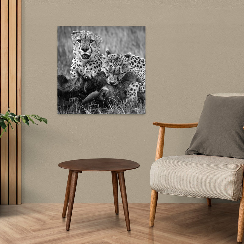 Cheetah Family Meal Contemporary Cat Nature Wildlife Wall Art Print 1 Piece Wrapped Canvas Wall Art, 60.96cm H x 60.96cm W