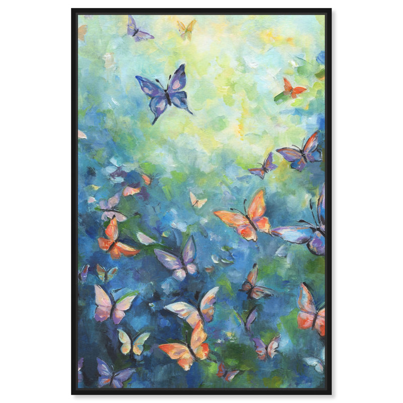 Colorful Butterfly Print on Canvas with Gold Frame