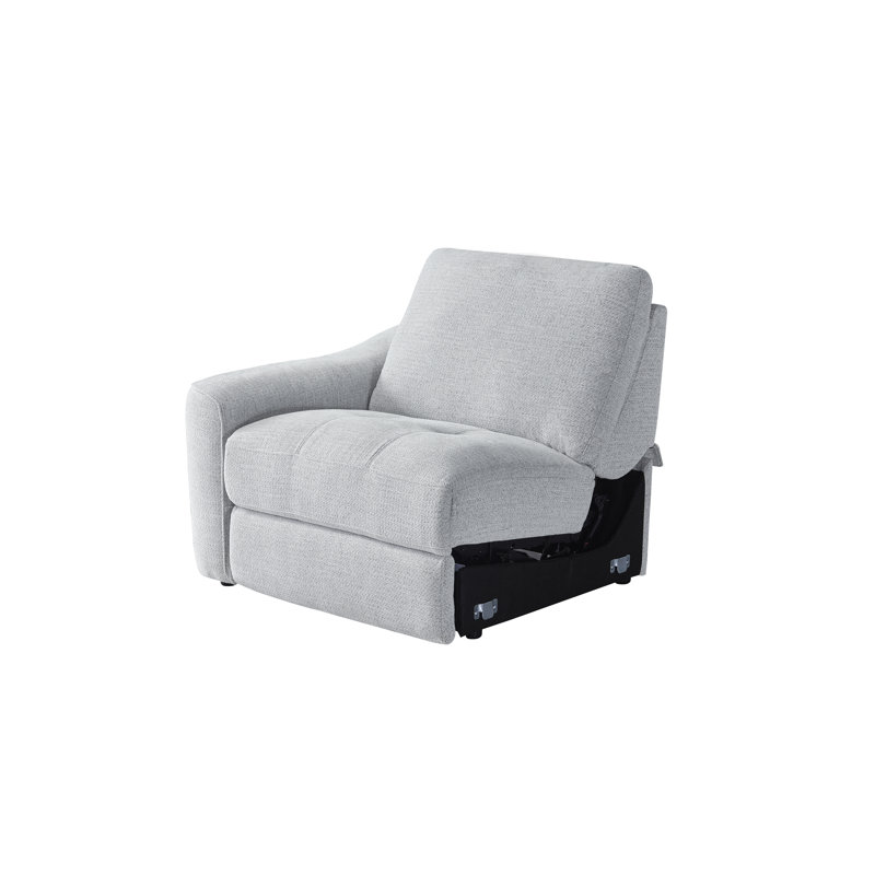 Upholstered Power Motion Modular 4-Piece 3-Recliner L-Sectional, Silver Gray Polyester