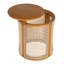 Table de bout ronde 15,70 po, table d'appoint tissée creuse, petite table de chevet en bois d'hévéa-609479380