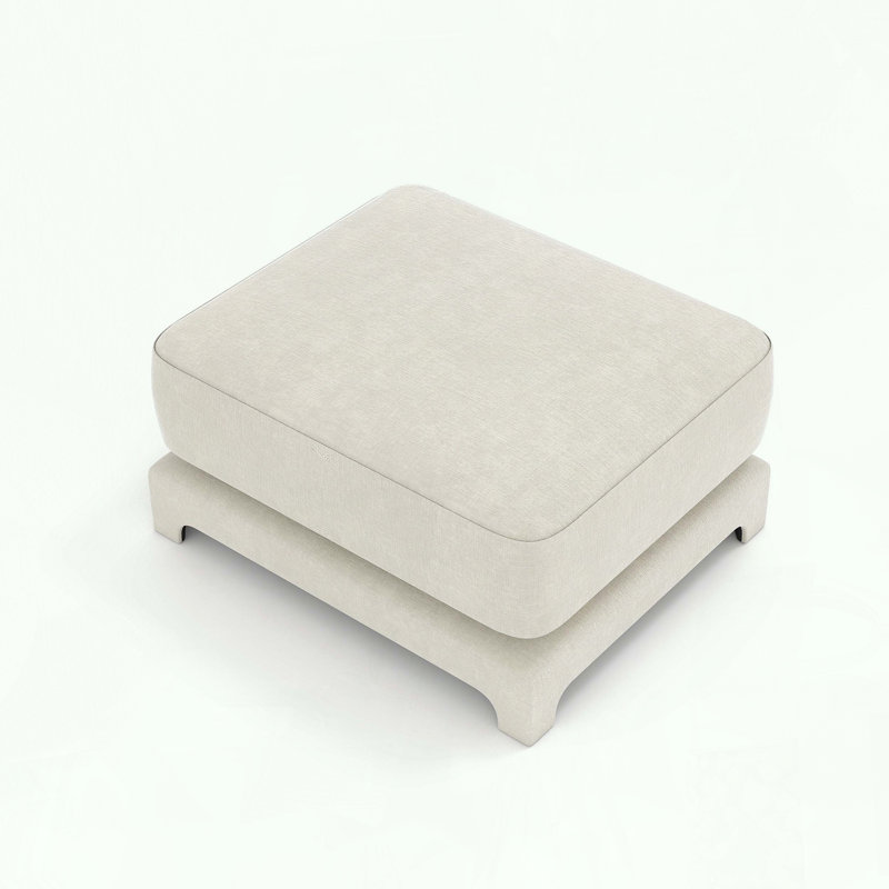 Modular Ottoman with High-Resilience Sponge Cushion, Cream