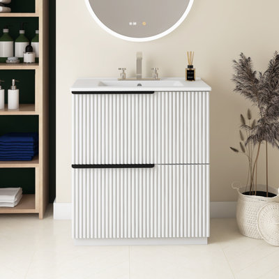 Meuble-lavabo 30 po avec lavabo en céramique et tiroirs pleine extension