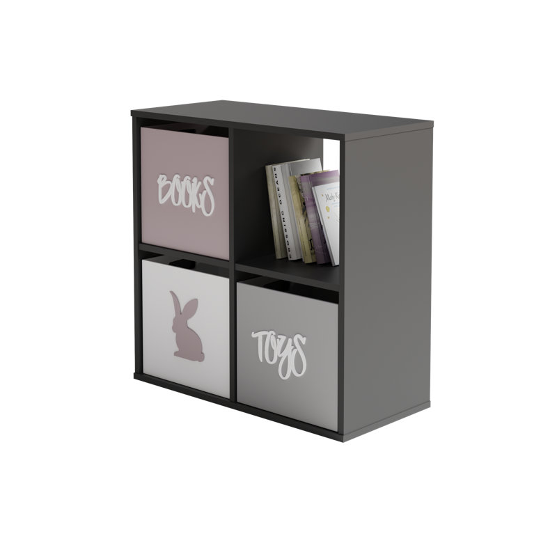 80cm H Cube Bookcase, (4 Shelves) 80cm H x 80cm W x 38cm D, Grey