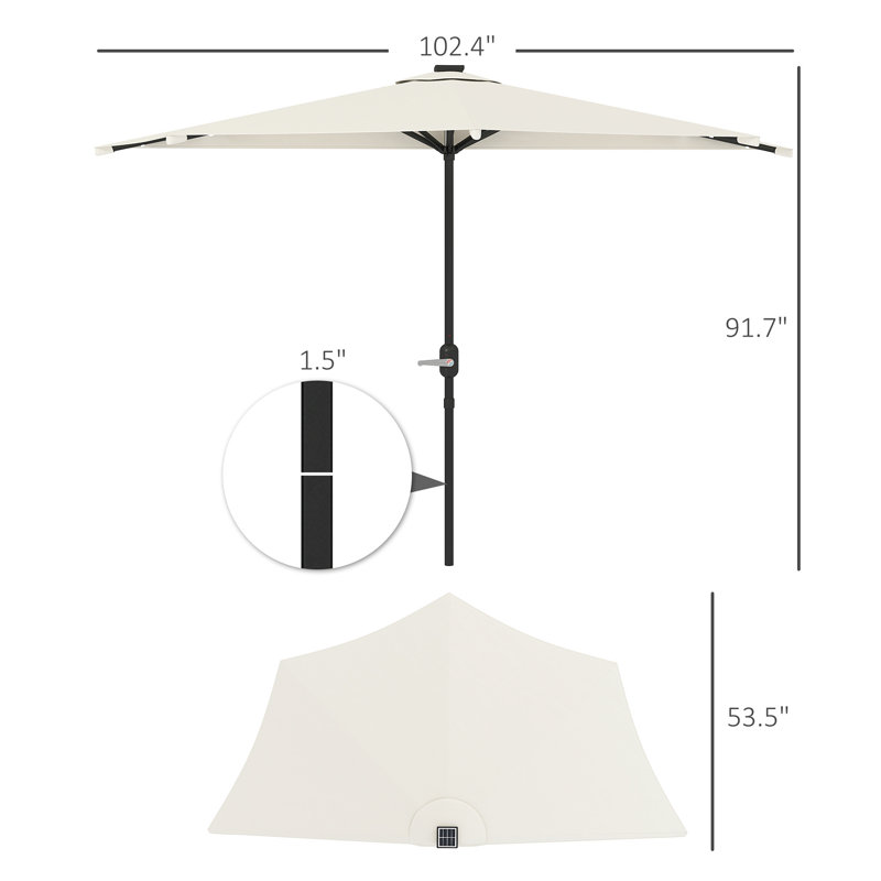 Petit demi-parasol ventilé avec demi-parasol pour l'extérieur