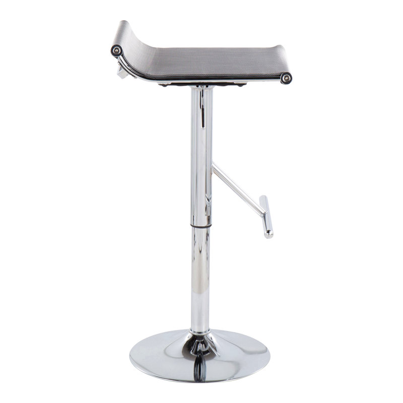 Tabouret de bar contemporain réglable en chrome et filet par Lumisource, Gris