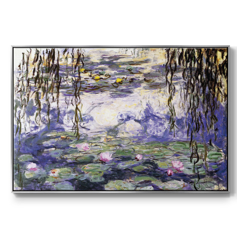 Nymphéas sur toile, reproduction d'art sur toile, Argent, H 25 po x l 37 po x P 2 po