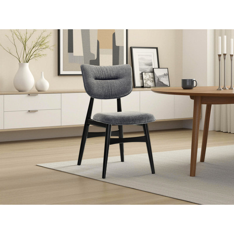 Chaise de salle à manger rembourrée en tissu, gris, Noir