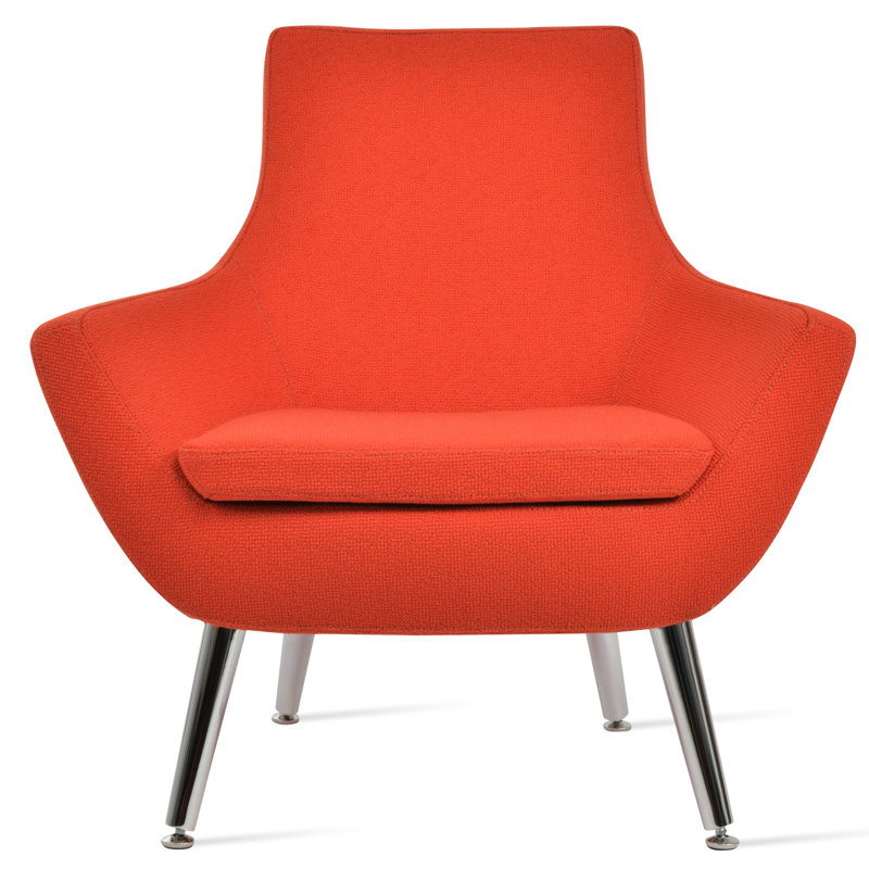 Méridienne Rebecca, Tissu orange bouclé