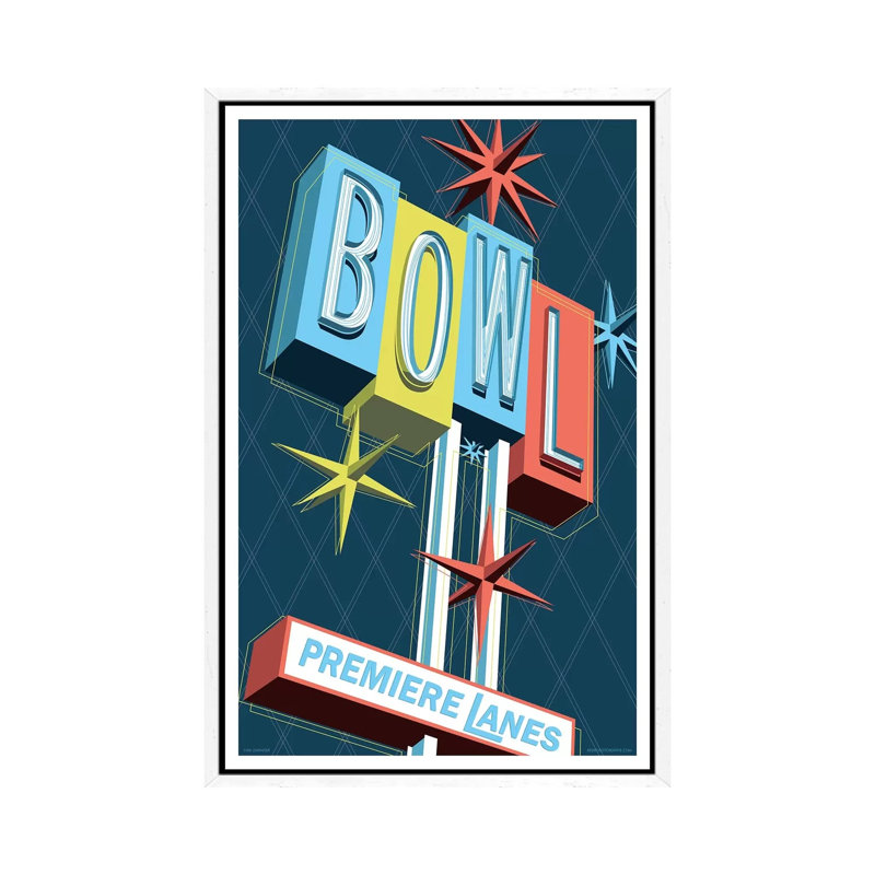 Premier Lanes Bowling Travel by Jim Zahniser - Print on Canvas, White Framed, 152.4cm H x 101.6cm W x 3.81cm D