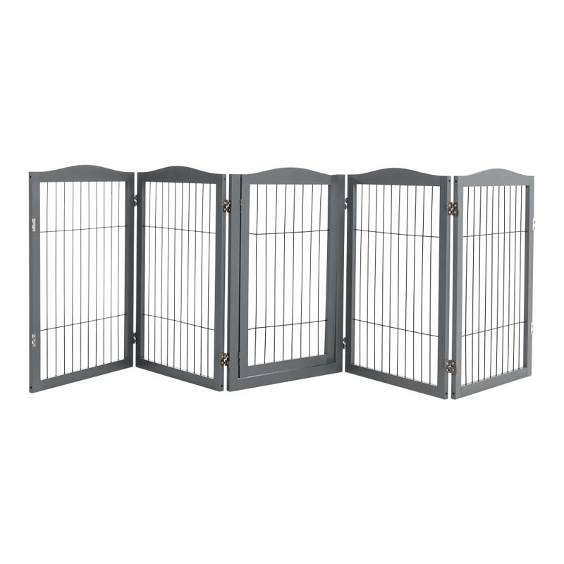 Grey 5-Panel Folding Pet Playpen