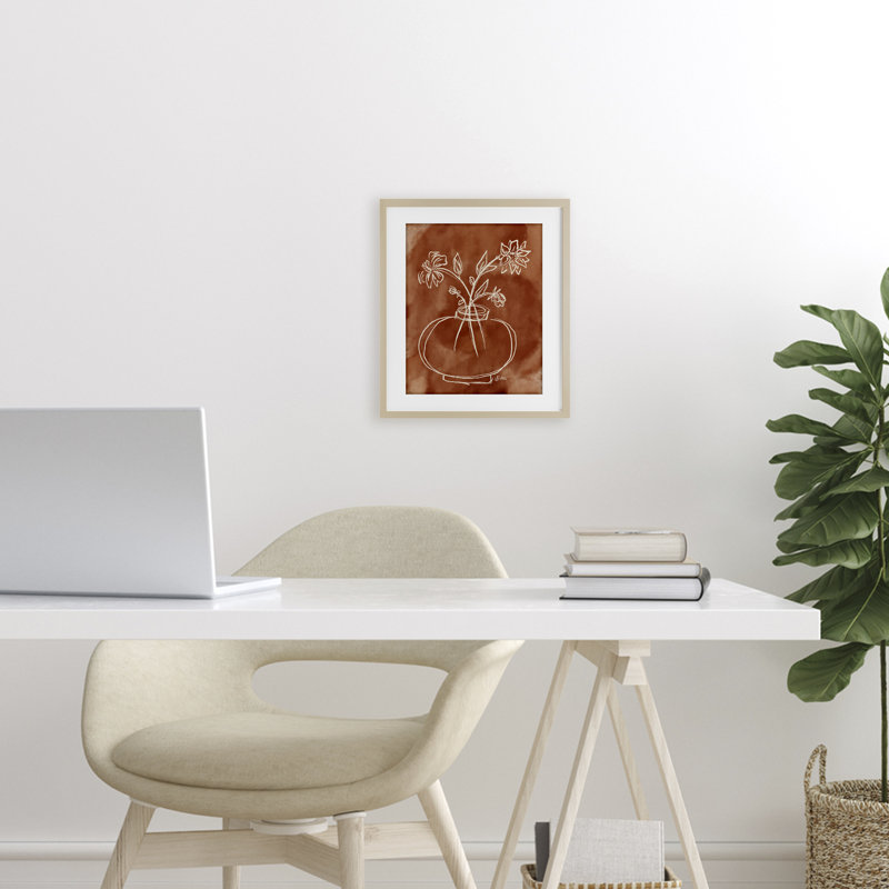 «Ember Tone Minimal Flowers», reproduction encadrée sous verre, design par Beki Marquardt, H 16 po x l 13 po