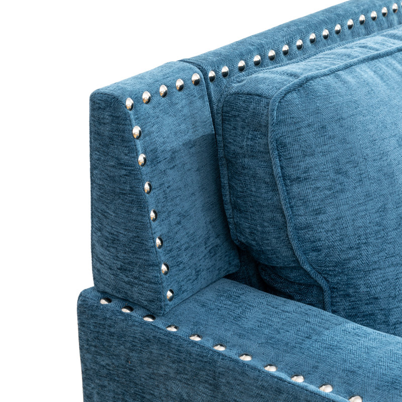 Causeuse moderne en similicuir pour la maison ou le bureau, Lin bleu
