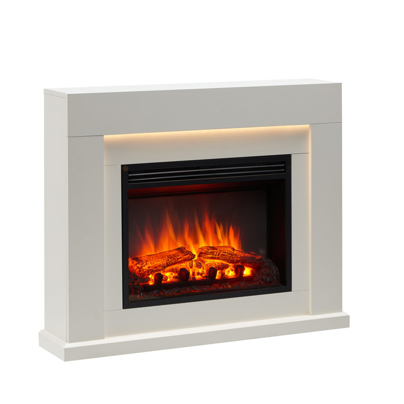 FLAMME Madura Electric Fireplace with surround with 2kW Fireplace Heater Espresso Oak Multiple Colours Available, White