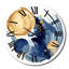 Horloge murale géométrique moderne à motif abstrait bleu foncé et doré II-1015302818