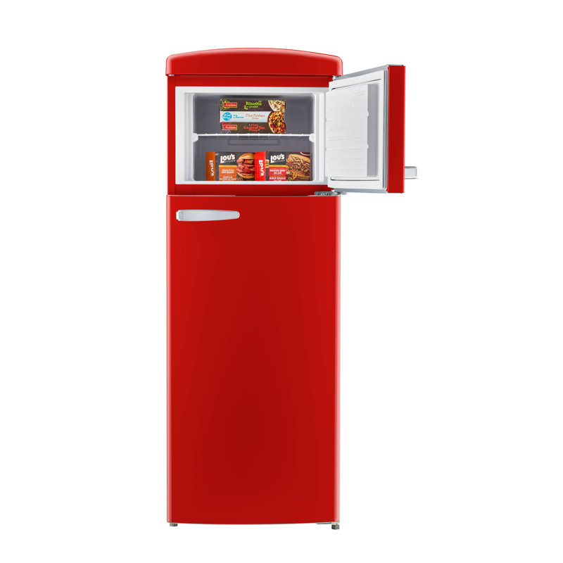 Classic Retro 7.5 Cu. Ft. Top Mount Refrigerator In Candy Apple Red, Red