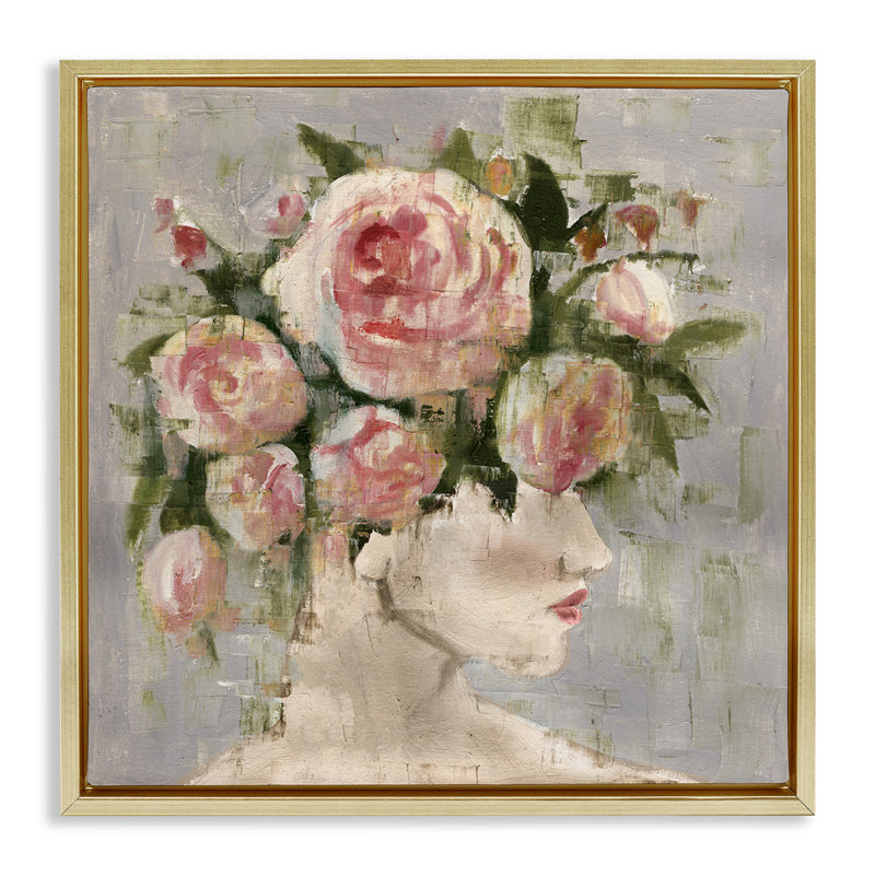 «Abstract Woman with Roses», art mural encadré flottant par Charity Henderson, H 25 po x l 25 po