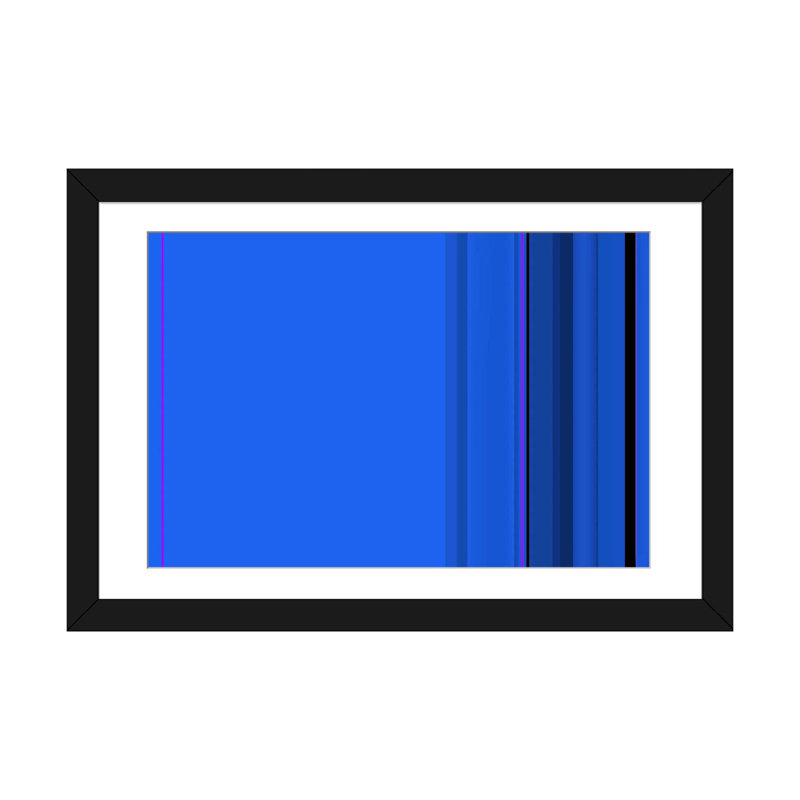Art sur toile rayée bleu véritable, Papier d'art encadré noir, H 24 po x l 32 po x P 1 po