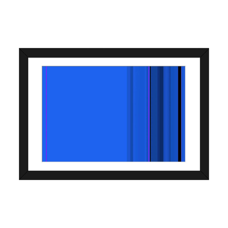 Art sur toile rayée bleu véritable, H 16 po x l 24 po x P 1 po, Papier d'art encadré noir