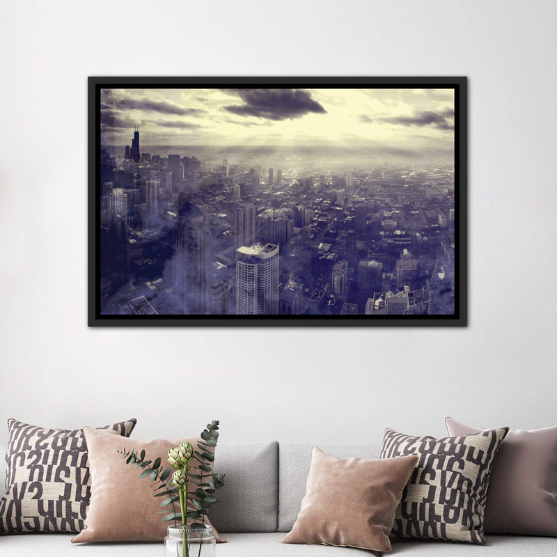 Chicago par Taylor Allen - reproduction de photo, H 40 po x l 60 po x 1,5 po, Toile avec cadre noir