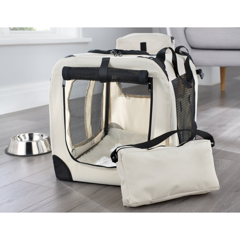 Chorley Collapsible Soft-Sided Crate with 1 Door, Medium (42 cm H x 42 cm W x  60 cm L), Beige