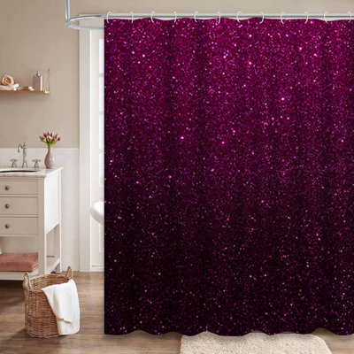 Rideau de douche imperméable mauve, rideaux de douche pour la salle de bain avec 12 crochets