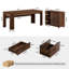 Bureau de direction en L avec rangement et classeur mobile, bureau d'ordinateur de 63 pouces, brun foncé-123299408