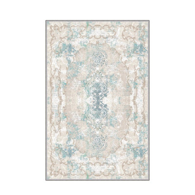Luxurious 3D Printed Woven Carpet, 55.1 x 86.6 inches | 100% Polyester, Antibacterial, Machine Washable | Non-Slip PVC Felt Dot Underside, 0.3 in Pile Height | Perfect for Living Room, Bedroom & Home Decor